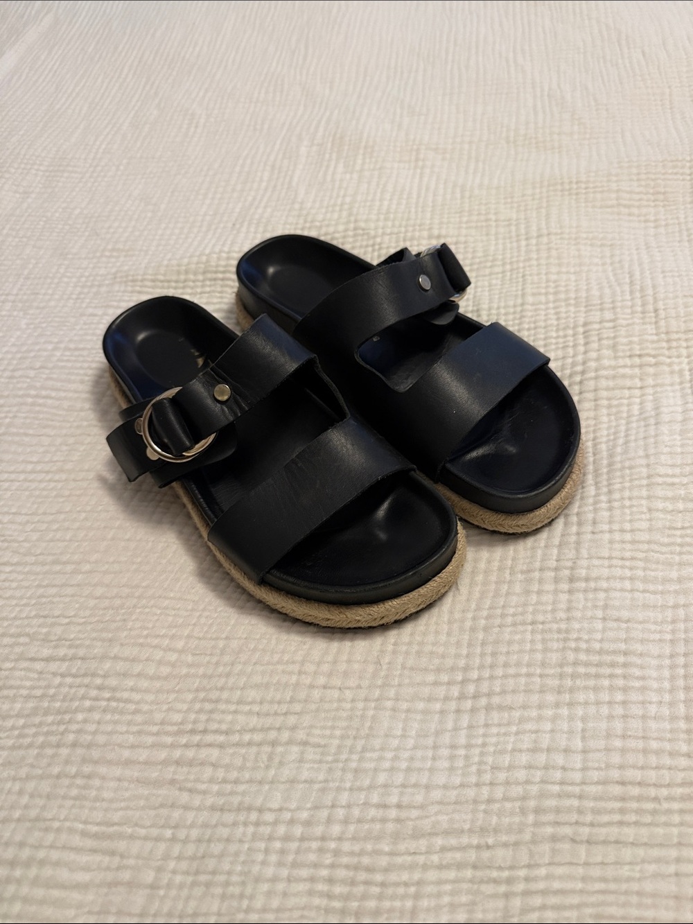 Women’s Black Slide Sandals with Buckle